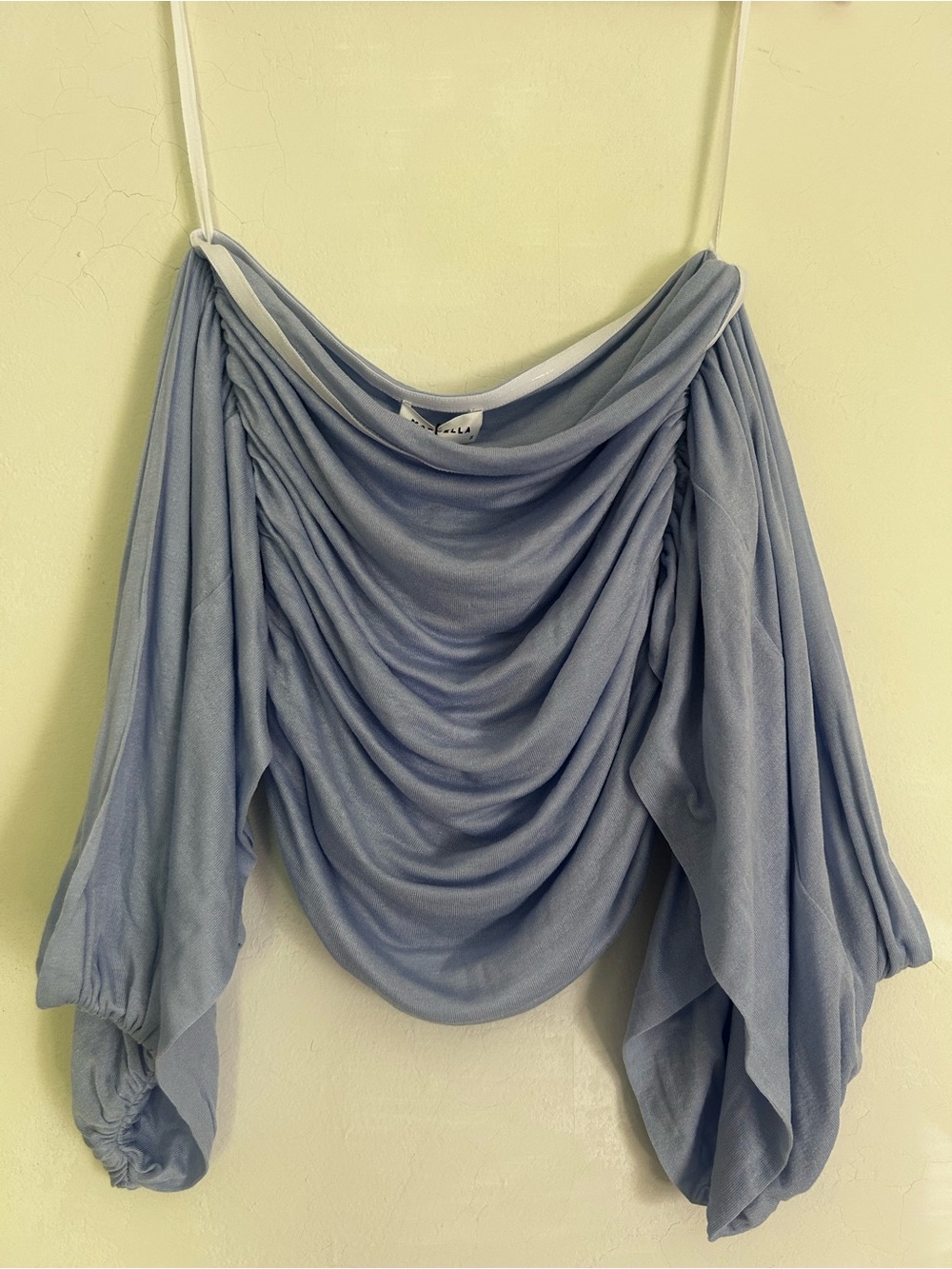 Marcella NYC - Alyssa Infinity Top - Assymetric One-Shoulder Ruched Ice Blue - Picture 7 of 7